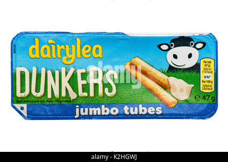 Dairylea dunkers sur fond blanc Banque D'Images