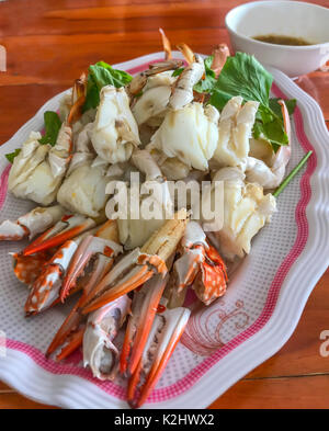 La chair de crabe à la vapeur libre ou fourreau, paddle-jambe, fruits de mer asiatique Thaï Banque D'Images