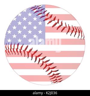 Un nouveau livre blanc avec surpiqûres rouges avec Baseball Stars and Stripes flag isolé sur fond blanc Illustration de Vecteur