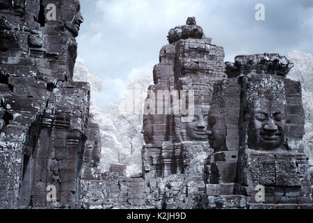 Angkor Thom visage virtuel réaliste incroyable château de pierre Cambodge siem reap Banque D'Images