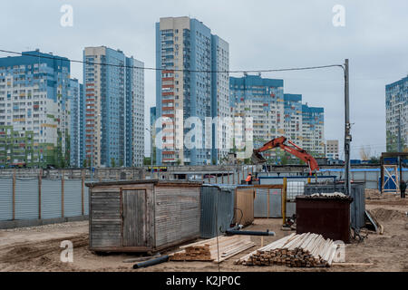 Nizjni Novgorod Central stade en construction. Construction et rénovation des stades de football en Russie est une course contre la montre que la Russie est l'hôte de la Coupe du Monde FIFA 2018 en juin et juillet 2018. Banque D'Images