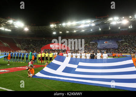 Le Pirée, Grèce. Août 31, 2017. Vue générale avant le début du match entre la Grèce et l'Estonie au Georgios Karaiskakis Stadium. (Score final 0-0) Credit : SOPA/Alamy Images Limited Live News Banque D'Images