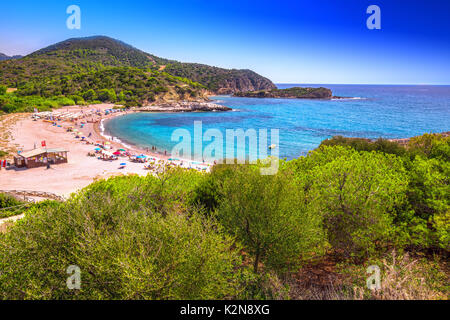 Su portu beach resort, Chia, Sardaigne, Italie, Europe. La Sardaigne est la deuxième plus grande île de la mer méditerranée Banque D'Images