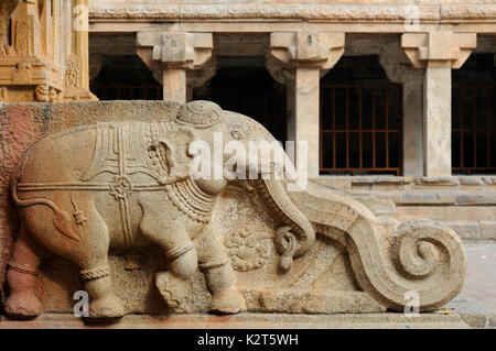 L'Inde, Brihadeeswarar Temple Hindou à Thanjavur Banque D'Images