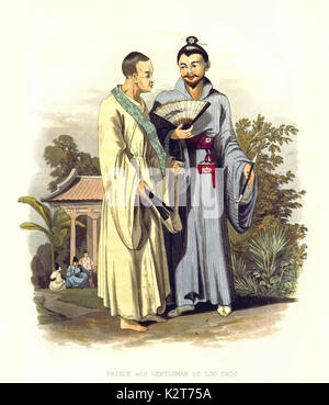 Vieille illustration de Prince et gentilhomme de Loo Choo (Îles Ryukyu). Créé par W. et R. Havell, publié sur 'compte d'un voyage à la découverte de Banque D'Images