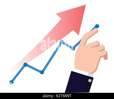 Doigt vers le haut flèche vers le tableau. Hommes d'gère la croissance financière graphique. De plus en plus lucratif concept. concepts pour l'analyse des affaires-télévision illustration design Illustration de Vecteur