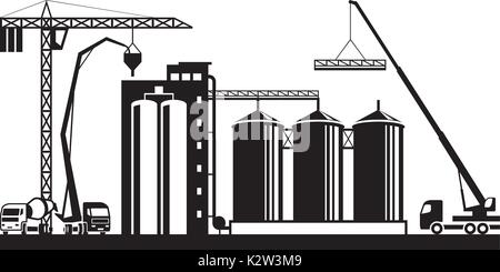 La construction de silo à grains - vector illustration Illustration de Vecteur