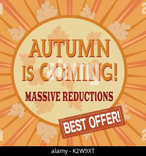 L'automne est à venir, une réduction massive poster concept design, illustration vectorielle Illustration de Vecteur