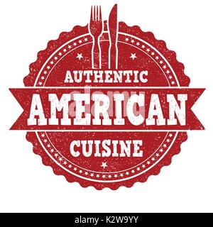 Une cuisine authentique américain grunge rubber stamp on white, vector illustration Illustration de Vecteur