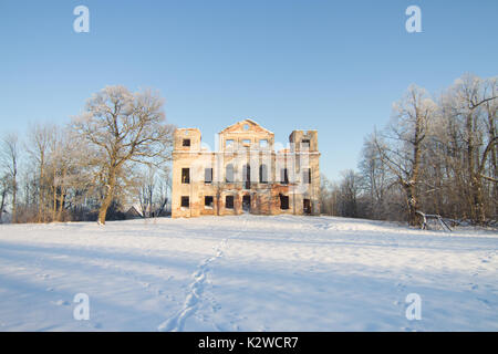 Old Manor ruines dans un paysage d'hiver Banque D'Images