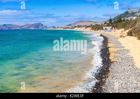 Plage de Vila Baleira. Paysage côtier de l'île de Porto Santo dans l'archipel de Madère Banque D'Images