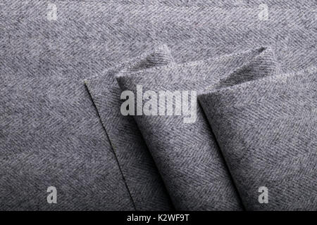 Tissu chevron gris tweed à chevrons, fond textile pour les créateurs de mode. Banque D'Images