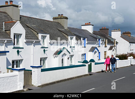 En passant deux maisons mitoyennes, Sewen, Valentia Island, Iveragh, Co Kerry, Irlande du Sud Banque D'Images