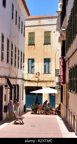 Street Cafe Restaurant restaurants Mahon Minorque Minorque Banque D'Images