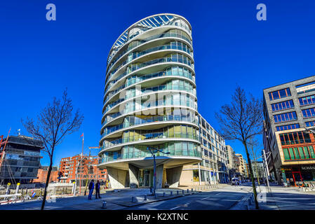 La tour résidentielle dans l'ovale imperial quai dans le port de Hambourg, Allemagne, Europe, Wohnturm am Kaiserkai ovale dans der Hafencity Hamburg von, Banque D'Images