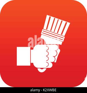 Main tenant une pince avec poignées rouge numérique icône Illustration de Vecteur