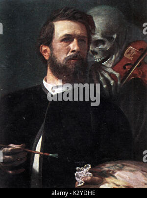 Arnold Böcklin, peintre symboliste suisse, 1827-1901 - autoportrait de l'un de ses tableaux inspirés de Rachmaninov "l'île des morts" Banque D'Images