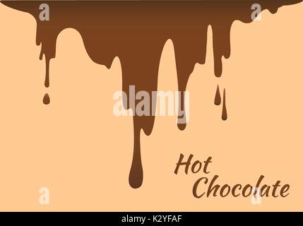 Brun chocolat chaud fondu vers le bas débit. Vector illustration Illustration de Vecteur