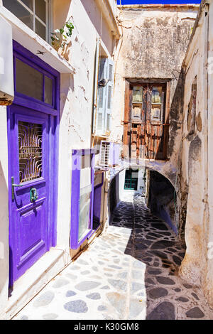 Vieilles rues de l'île de Naxos, Grèce. Banque D'Images