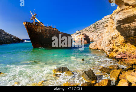 Old Ship wreck à Amorgos isalnd,Grèce. Banque D'Images