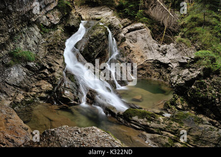 Beautiful mountain creek Fischbach dans les Alpes bavaroises entre Ruhpolding et Heutal, Autriche Banque D'Images