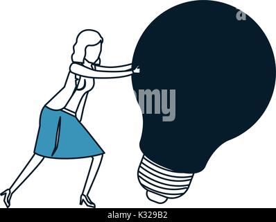 Poussant un grand portrait couleur bleu lampe silhouette sections Illustration de Vecteur