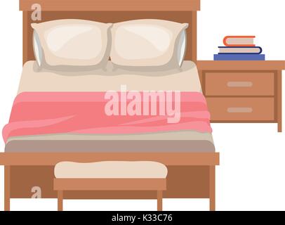 Chambre avec plus de livres de chevet en silhouette colorés sur fond blanc Illustration de Vecteur