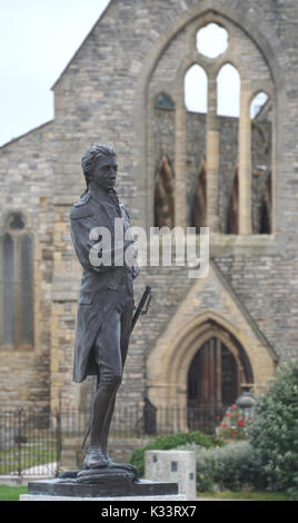 Statue de bronze de vicomte Horatio Nelson, duc de Bronte en Sicile, Vice-amiral de la White Le sculpteur a été F Brook FRBS d'attelage. Grand Parade, les ports Banque D'Images