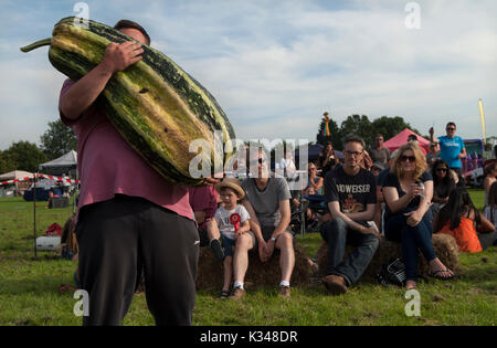 Le concours de légumes cultivés à la maison a Show, au village fete 2010s UK. Cudham organise l'un des plus anciens spectacles et fêtes de village datant de l'époque victorienne, il a lieu chaque année le lundi de jour férié d'août. Cudham, Kent, Angleterre 28 août 2017 HOMER SYKES Banque D'Images