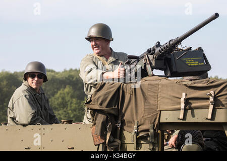 KENT, UK - 28 août 2017 : Les acteurs qui se présentent comme des soldats américains de la 2e guerre mondiale, à l'Odyssée militaire Re-enactment événement à Detling, Kent, o Banque D'Images