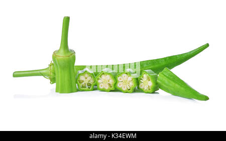 Okras sur fond blanc Banque D'Images