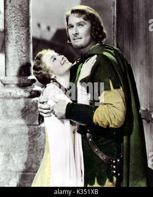 Les aventures de Robin des bois OLIVIA DE HAVILLAND, Errol Flynn Date : 1938 Banque D'Images