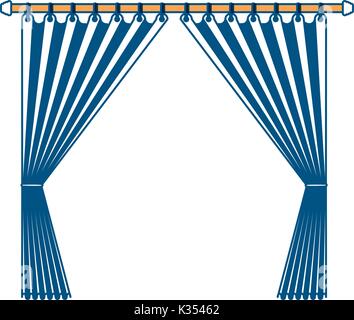 L'ouverture du rideau de décoration prix tenant dans un poteau section couleur silhouette sur fond blanc Illustration de Vecteur