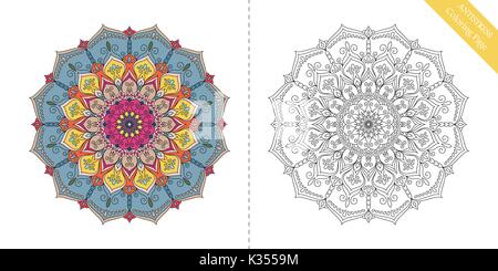 Coloriage Mandala Onzième antistress Illustration de Vecteur