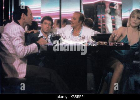 Scarface, USA 1983, Regie : Brian De Palma, acteurs : (v. l.) F. Murray Abraham, Al Pacino, Robert Loggia, Michelle Pfeiffer Banque D'Images