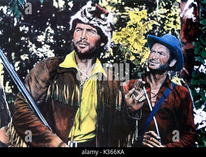 DAVY CROCKETT & LES PIRATES DE LA RIVIÈRE FESS PARKER, BUDDY EBSEN date : 1956 Banque D'Images