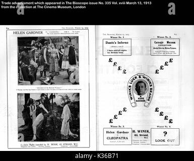 SOURCE PUBLICITÉ COMMERCIALE LE BIOSCOPE QUESTION NO 335 VOL XVIII 13 MARS 1913 COLLECTION LE MUSÉE DU CINÉMA LONDRES Banque D'Images