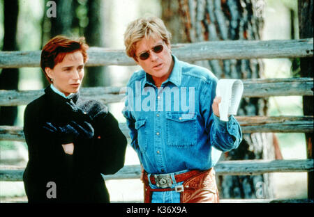 Le cheval WHISPERER Touchstone Pictures Kristin Scott Thomas avec Robert Redford, directeur Date : 1998 Banque D'Images