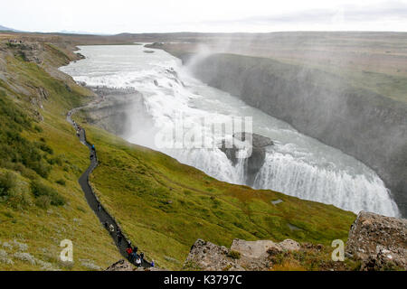 Vue sur la cascade de Gullfoss, dans le sud-ouest de l'Islande. Banque D'Images