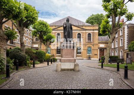 Musée de méthodisme, Wesley's Chapel et Leysian Mission. Chapelle méthodiste géorgienne et museum & statue de John Wesley Banque D'Images