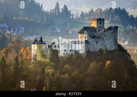Le Château de Niedzica en automne, les montagnes Pieniny Pologne Banque D'Images