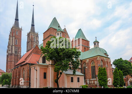 Wroclaw, Pologne - 20 juillet 2017 : la cathédrale de Saint-Jean-Baptiste est un monument de la ville de Wroclaw en Pologne. Banque D'Images