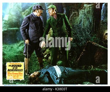 THE HOUND OF THE BASKERVILLES Basil Rathbone comme Sherlock Holmes, NIGEL STOCK comme Dr Watson Date : 1939 Banque D'Images