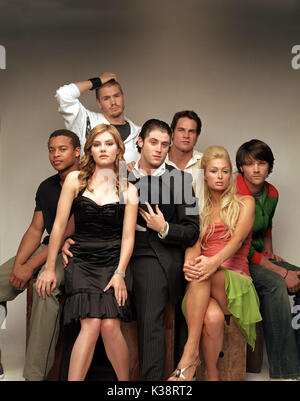 HOUSE OF WAX ROBERT Ri&# x543;DISQUE, Elisha Cuthbert, JON ABRAHAMS, PARIS HILTON, Jared Padalecki. [L-R back row] Chad Michael Murray, BRIAN VAN HOLT Banque D'Images