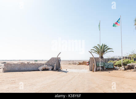 SKELETON COAST NATIONAL PARK, NAMIBIE - le 28 juin 2017 : Le Ugabmund porte de la Skeleton Coast National Park de la Namibie Banque D'Images