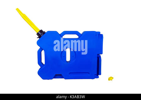 Expédition en plastique bleu déshydratante, conteneur isolé sur fond blanc Banque D'Images