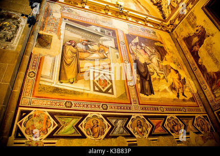 Fresques de la capella bardi, dans l'église Santa Maria Novella à Florence Italie Banque D'Images