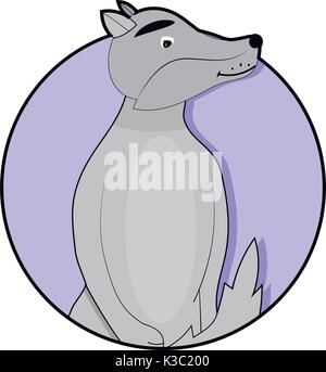 Sticker cartoon wolf icône. Cartoon chien et loup. Vector illustration Illustration de Vecteur