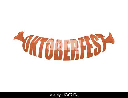 Saucisses Oktoberfest logo lettrage. Symbole de la bière nationale Festival en Allemagne. Illustration de Vecteur