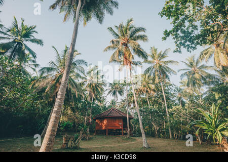 Tangalle, Province du Sud, Sri Lanka - Avril 27, 2017 : Palm Paradise Cabanas et cabines de plage resort sur la plage de Tangalle au Sri Lanka Banque D'Images